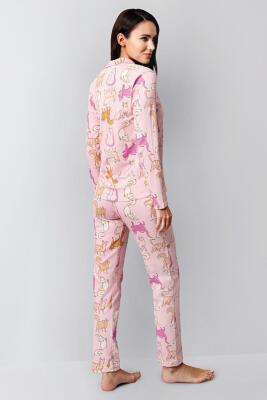 Anne Kız Gömlek Pijama Kombini, Kedili Pijama, Anne ve Çocuk Pijamalar Ayrı Ayrı Fiyatlandırılır - 8