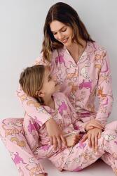 Anne Kız Gömlek Pijama Kombini, Kedili Pijama, Anne ve Çocuk Pijamalar Ayrı Ayrı Fiyatlandırılır