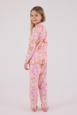Anne Kız Gömlek Pijama Kombini, Kedili Pijama, Anne ve Çocuk Pijamalar Ayrı Ayrı Fiyatlandırılır - 5