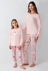 Anne Kız Kedili Pijama Kombini, Anne ve Çocuk Pijamalar Ayrı Ayrı Fiyatlandırılır - Thumbnail