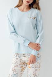 Anne Kız Kedili Pijama Kombini, Anne ve Çocuk Pijamalar Ayrı Ayrı Fiyatlandırılır - Thumbnail