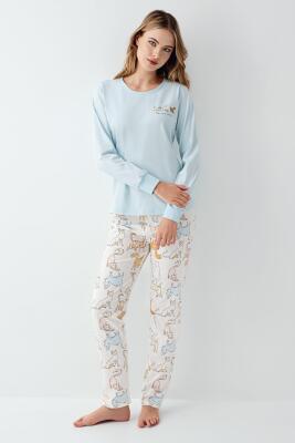 Anne Kız Kedili Pijama Kombini, Anne ve Çocuk Pijamalar Ayrı Ayrı Fiyatlandırılır - 11
