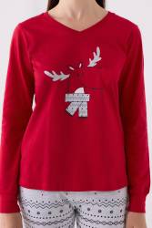 Anne Kız Kırmızı Pijama Takım, Kombin Yapmak İçin tek tek sepete eklenmelidir - Thumbnail