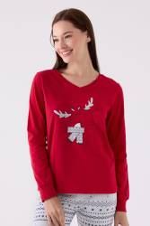 Anne Kız Kırmızı Pijama Takım, Kombin Yapmak İçin tek tek sepete eklenmelidir - Thumbnail