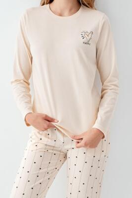 Anne Kız Krem Pijama Kombin, Kadın ve Çocuk Pijamalar Ayrı Ayrı Fiyatlandırılır - 9