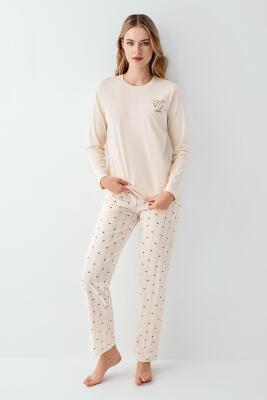 Anne Kız Krem Pijama Kombin, Kadın ve Çocuk Pijamalar Ayrı Ayrı Fiyatlandırılır - 7