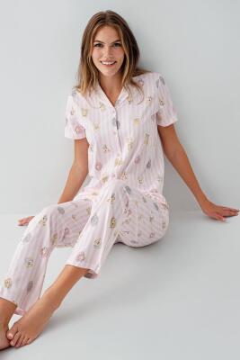 Anne Kız Pijama (Ayrı Ayrı Satılır) Takımı %100 Pamuk –  Gömlek Yaka Kısa Kollu Kombin - 11