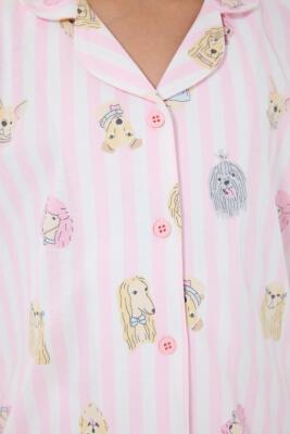 Anne Kız Pijama (Ayrı Ayrı Satılır) Takımı %100 Pamuk –  Gömlek Yaka Kısa Kollu Kombin - 14