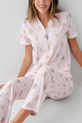 Anne Kız Pijama (Ayrı Ayrı Satılır) Takımı %100 Pamuk –  Gömlek Yaka Kısa Kollu Kombin - 12