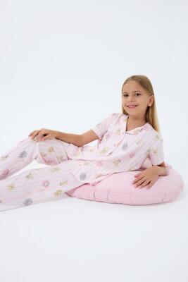 Anne Kız Pijama (Ayrı Ayrı Satılır) Takımı %100 Pamuk –  Gömlek Yaka Kısa Kollu Kombin - 10