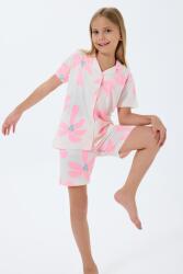 Anne Kız Pijama (Ayrı Ayrı Satılır) Takımı %100 Pamuk – Kısa Kollu Çiçekli Aile Kombini - 3