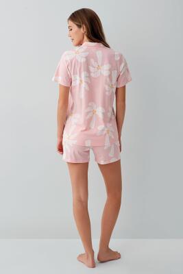 Anne Kız Pijama (Ayrı Ayrı Satılır) Takımı %100 Pamuk – Kısa Kollu Çiçekli Aile Kombini - 12