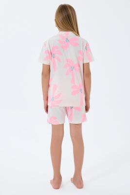 Anne Kız Pijama (Ayrı Ayrı Satılır) Takımı %100 Pamuk – Kısa Kollu Çiçekli Aile Kombini - 2