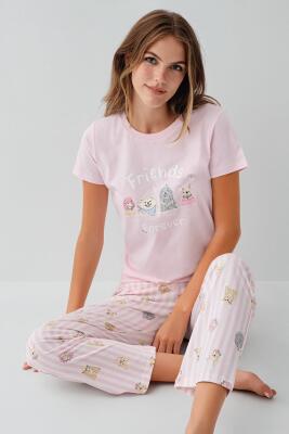 Anne Kız Pijama (Ayrı Ayrı Satılır) Takımı %100 Pamuk –  Kısa Kollu Kombin - 5