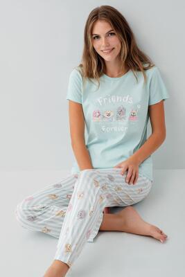 Anne Kız Pijama (Ayrı Ayrı Satılır) Takımı %100 Pamuk –  Kısa Kollu Kombin - 12