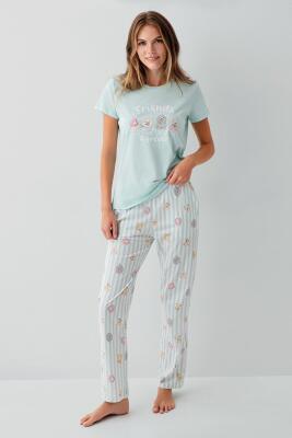 Anne Kız Pijama (Ayrı Ayrı Satılır) Takımı %100 Pamuk –  Kısa Kollu Kombin - 13