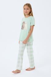 Anne Kız Kedili Pijama (Ayrı Ayrı Satılır) Takımı %100 Pamuk – Kısa Kollu Üst & Ekose Alt Aile Kombini - 10