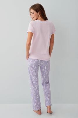 Anne Kız Pijama (Ayrı Ayrı Satılır) Takımı %100 Pamuk –  Tropikal Desenli Kısa Kollu Kombin - 8