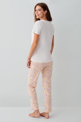 Anne Kız Pijama (Ayrı Ayrı Satılır) Takımı %100 Pamuk –  Tropikal Desenli Kısa Kollu Kombin - 15