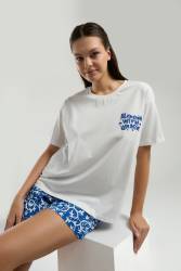 Anne Kız T-shirt ve Şort Kombin, Anne ve çocuk pijamalar ayrı ayrı fiyatlandırılır - Thumbnail