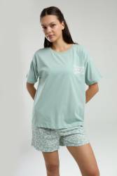 Anne Kız T-shirt ve Şort Kombin, Anne ve çocuk pijamalar ayrı ayrı fiyatlandırılır - Thumbnail