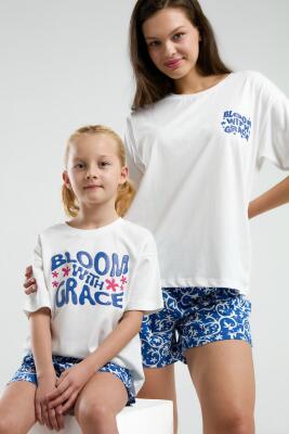 Anne Kız T-shirt ve Şort Kombin, Anne ve çocuk pijamalar ayrı ayrı fiyatlandırılır - 2