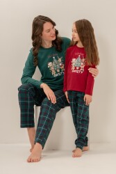 Anne Kız Yılbaşı Pijama Takım, Yetişkin ve Çocuk Pijamaları Ayrı Fiyatlardadır - 4