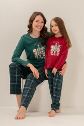 Anne Kız Yılbaşı Pijama Takım, Yetişkin ve Çocuk Pijamaları Ayrı Fiyatlardadır - 5