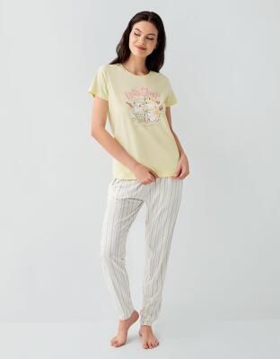 Anne ve Çocuk Pijamaları Ayrı Ayrı Satılır, %100 Pamuk Anne Kız Pijama Takımı Kombini  - 7