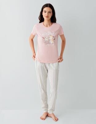 Anne ve Çocuk Pijamaları Ayrı Ayrı Satılır, %100 Pamuk Anne Kız Pijama Takımı Kombini  - 15