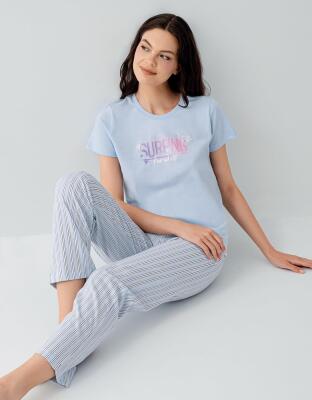 Anne ve Çocuk Pijamaları Ayrı Ayrı Satılır, %100 Pamuk, Kırmızı Kalpli Desen, Anne Kız Pijama Takımı Kombini - 2