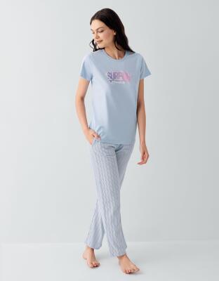 Anne ve Çocuk Pijamaları Ayrı Ayrı Satılır, %100 Pamuk, Kırmızı Kalpli Desen, Anne Kız Pijama Takımı Kombini - 3