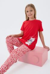 Anne ve Çocuk Pijamaları Ayrı Ayrı Satılır, %100 Pamuk, Kırmızı Kalpli Desen, Anne Kız Pijama Takımı Kombini - 2