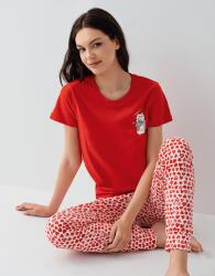 Anne ve Çocuk Pijamaları Ayrı Ayrı Satılır, %100 Pamuk, Kırmızı Kalpli Desen, Anne Kız Pijama Takımı Kombini - 6