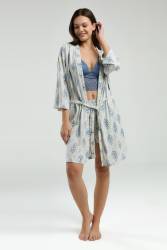 Arnetta 3'lü Ev Giyim, Sabahlık, Dantelli Bralet, Şort Set - Thumbnail