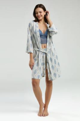 Arnetta 3'lü Ev Giyim, Sabahlık, Dantelli Bralet, Şort Set - 3