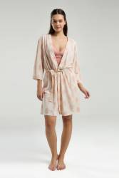 Arnetta 3'lü Ev Giyim, Sabahlık, Dantelli Bralet, Şort Set - Thumbnail