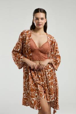 Arnetta - Arnetta 3'lü Takım, Sabahlık, Dantelli Bralet, Şort Set