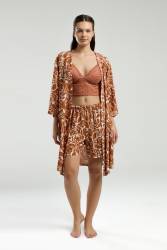 Arnetta 3'lü Takım, Sabahlık, Dantelli Bralet, Şort Set - Thumbnail