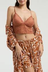 Arnetta 3'lü Takım, Sabahlık, Dantelli Bralet, Şort Set - Thumbnail