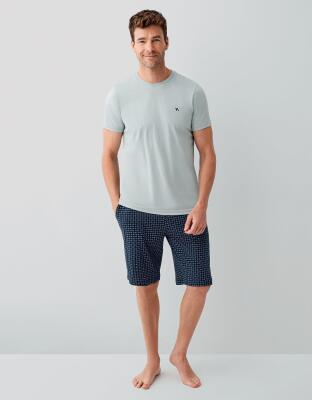 Erkek %100 Pamuk Şort Takımı – Kısa Kollu T-Shirt & Desenli Şort | Dış Giyime Uygun - 2