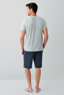 Erkek %100 Pamuk Şort Takımı – Kısa Kollu T-Shirt & Desenli Şort | Dış Giyime Uygun - 4