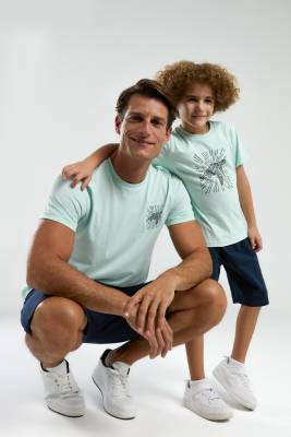 Arnetta - Arnetta %100 Pamuk Baba Oğul Şortlu Takım, Baba ve çocuk pijama ayrı ayrı fiyatlandırılır