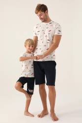 Arnetta Baba Oğul T-shirt ve Bermuda Şort Takım, %100 Pamuk, (ayrı ayrı fiyatlandırılır) - Thumbnail