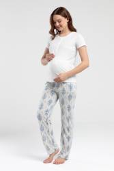 Arnetta Beyaz Lohusa Pijama Takım - Thumbnail