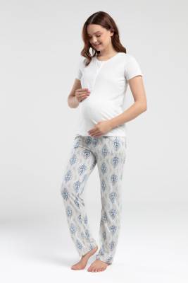 Arnetta - Arnetta Beyaz Lohusa Pijama Takım