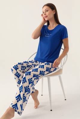 Arnetta - Arnetta Bisiklet Yaka Cepli Yazlık Kadın Pijama Takımı, %100 Pamuk (1)