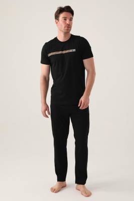 Arnetta - Arnetta Bisiklet Yaka Erkek Pijama Takımı,%100 pamuklu