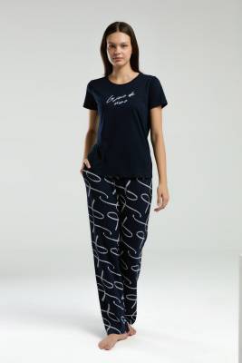 Arnetta - Arnetta Büyük Beden Kadın Lacivert Pijama Takım (1)