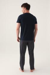 Arnetta Çizgili Bisiklet Yaka Yazlık Erkek Pijama Takımı, Büyük Beden Pijama Takımı, %100 Pamuk - 4